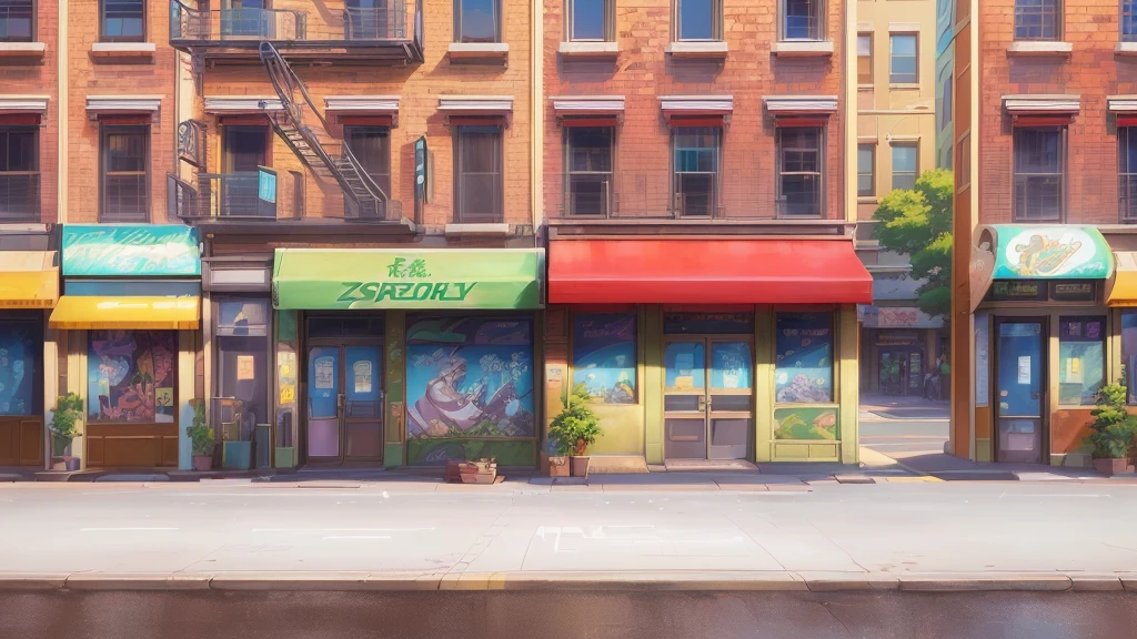there are many stores on the side of the street with a red awning, anime background art, anime style cityscape, background art, zootopia concept art, anime scenery concept art, storefronts, urban concept art, street background, freddy mamani silvestre facade, painted in anime painter studio, hd anime cityscape, realistic establishing shot, in zootopia city