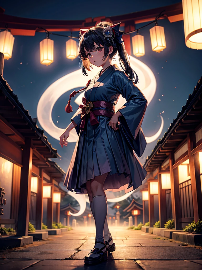 Highest quality,Highest Resolution,Cemetery at night,Ghost Girl,Japan,Ghost,Shrine maiden costume,