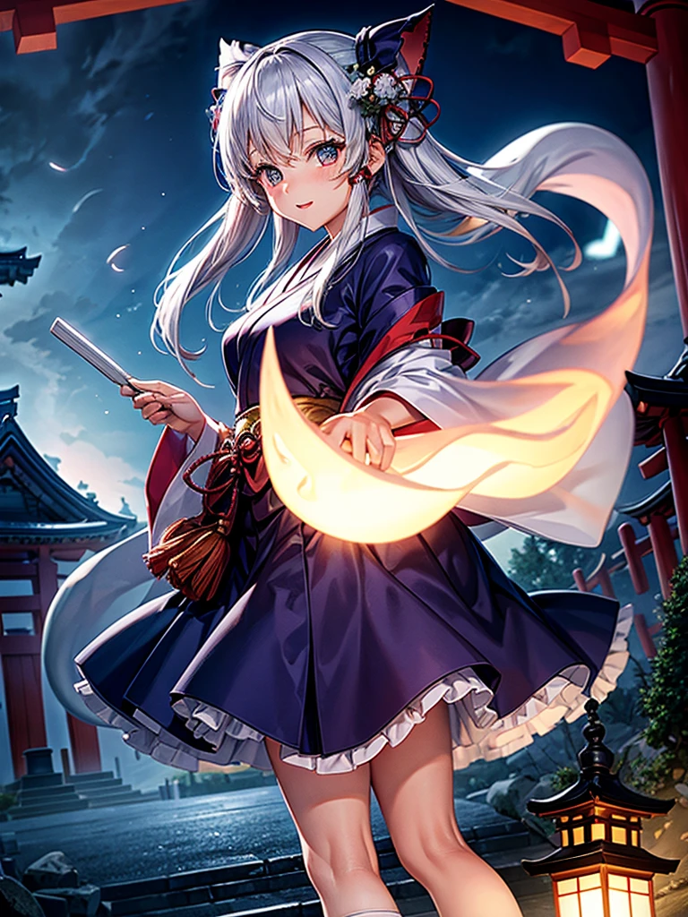 Highest quality,Highest Resolution,Cemetery at night,Ghost Girl,Japan,Ghost,Shrine maiden costume,