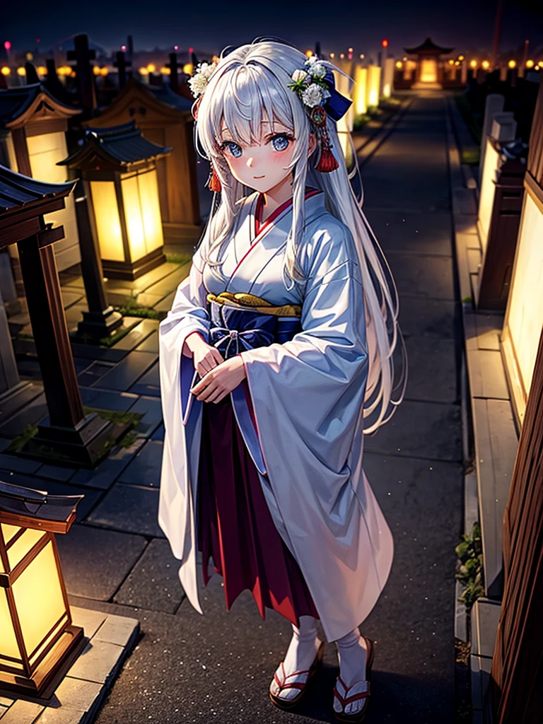 Highest quality,Highest Resolution,Cemetery at night,Ghost Girl,Japan,Ghost,Shrine maiden costume,