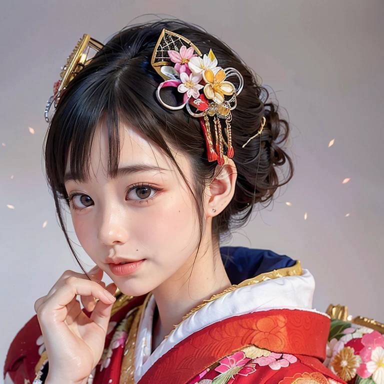 (PUNIPUNI clavicle KIMONO offshoulder KANZASHI FlowerHairpins Topknot TwinBun Oiran-Hair)High-level, 8K Masterpiece TopQuality, Ultra-detailed CG, Absurd detailed wallpaper, PerfectLighting, Extremely detailed (((Personifying " OIRAN " as a KAWAII Girl))), Characteristic Items, aesthetic LifeLike Rendering, MysticSight, Haze Tyndall Scattering, (Studio GRAY Background with (Oodles Dazzling Iridescent Particles (BokeH))), (((Assfocus)) RoundlyButt) ThighGap, (Exposed:0.44) 🔞 BREAK (Acutance:0.8), (NOGIZAKA FaceVariations) Extremely Detailed very KAWAII FaceVariations, Childish CaptivatingGaze ElaboratePupils Detailed Eyes with (SparklingHighlights:1.28), (Voluminous LongEyelashes:0.88)、Glossy RedLips with beautiful details, CoquettishTongue, PUNIPUNI RosyCheeks, Radiant PearlSkin with Transparency, Glowing DowneyHair . { (Dynamic LifeLike expressions:1.4) | (:d) }, (large eyes:-1) .