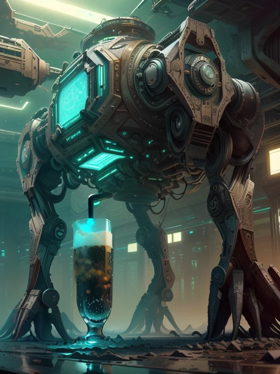 Leading Technology , Science Fiction, geometric steel,
drink, glass