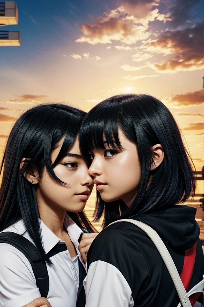 My hero academia wallpaper black hair girl with bakugo kissing