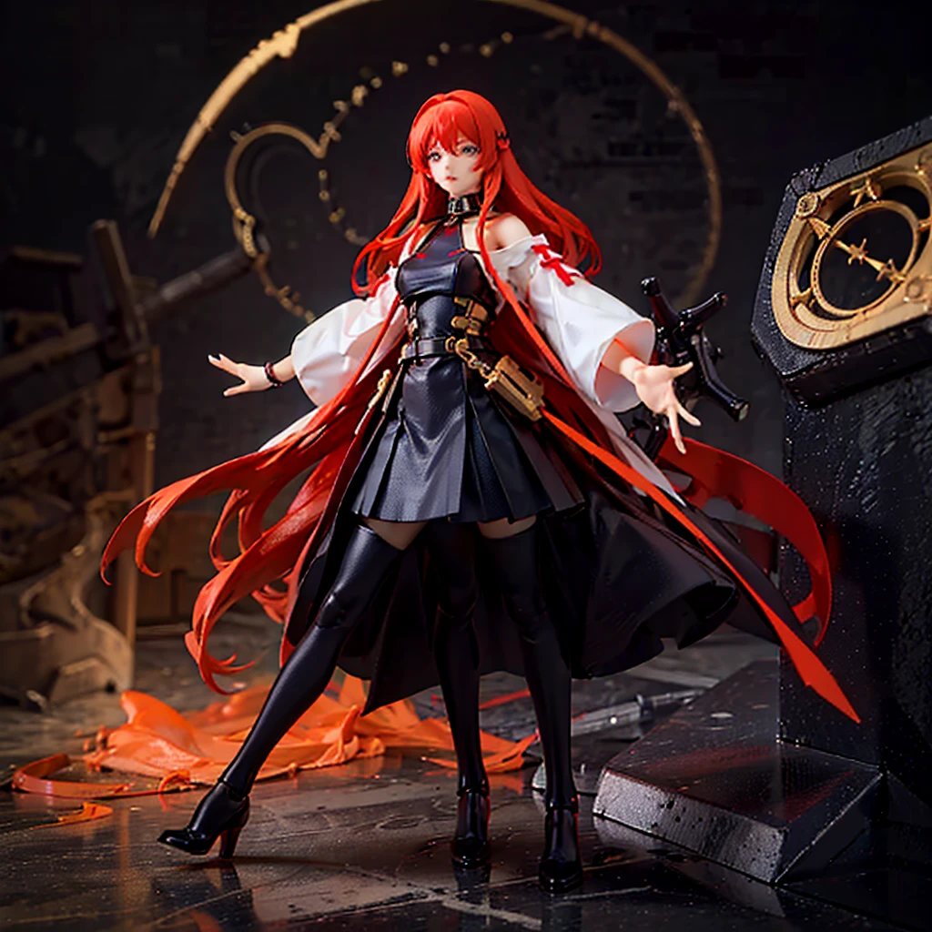 Kizi, long red hair, underwear, silk, doll, eyes red, anemic skin, hickey marks, traumatized, full body, Insecure pose
