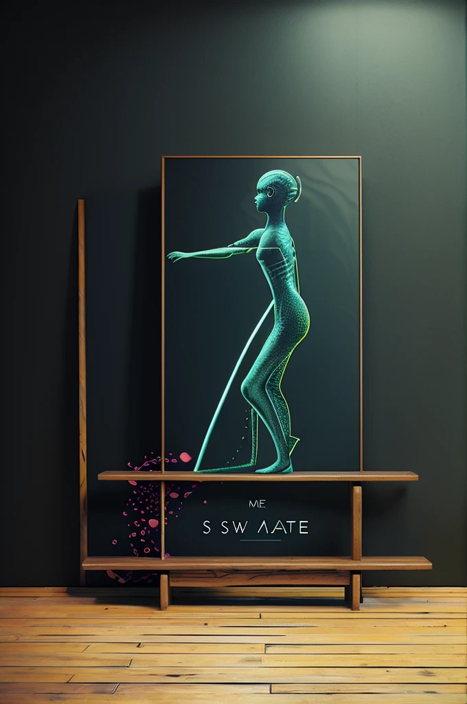 Word "I mean" in the shape of water with a surfboard that stands out above and behind the words