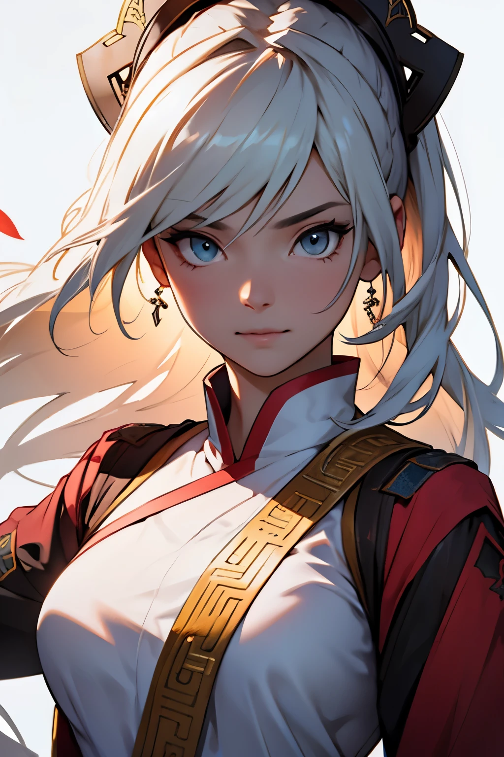 A girl, ancient chinese costume, all-body, sunshine light, cleary see face, clean white background, work of art, super detaill, epic composition, ultra HD, high qualiy, extremely detaild, offcial art, uniform 8k wallpaper, super detaill, 32k