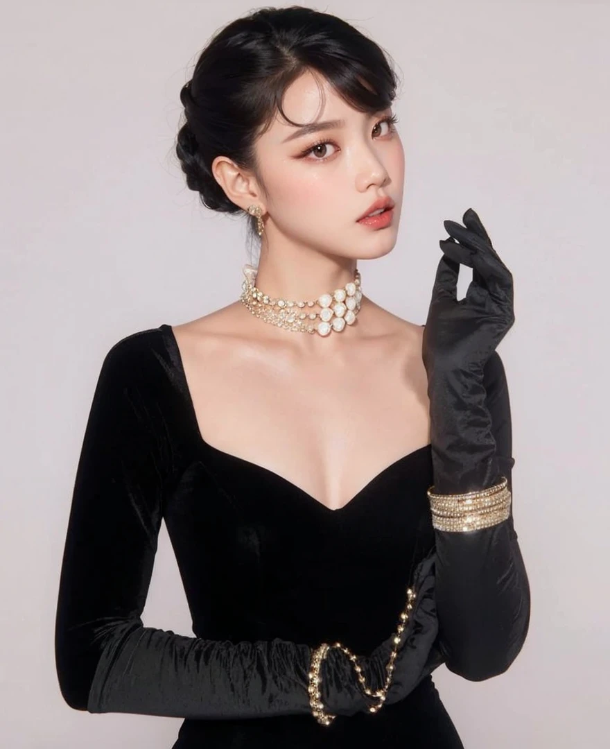Jennie kim, black hair, full lips, doll lips, large eyes.