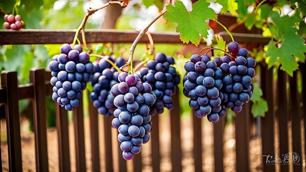Star shaped grapes. Vines on a fence
