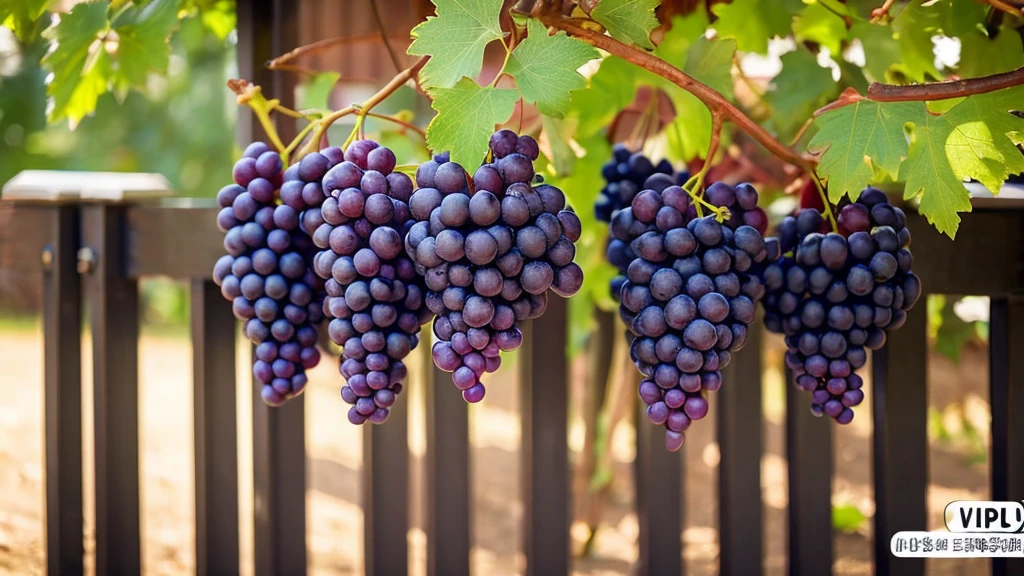 Star shaped grapes. Vines on a fence