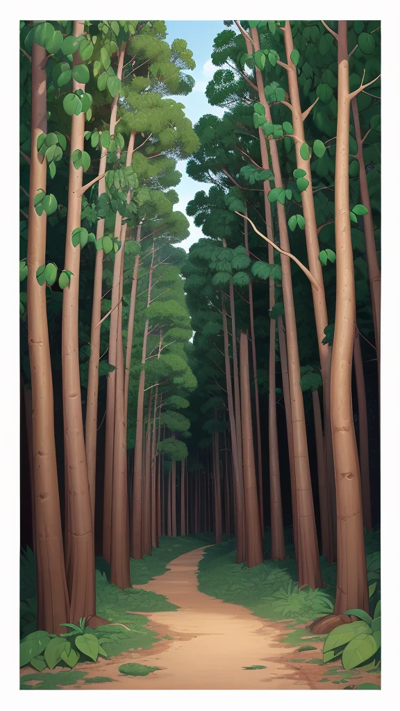 zoom in eucalyptus forest style digital illustration Cartoon 