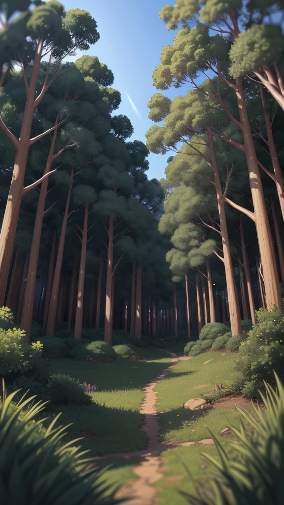 zoom in eucalyptus forest style digital illustration Cartoon 
