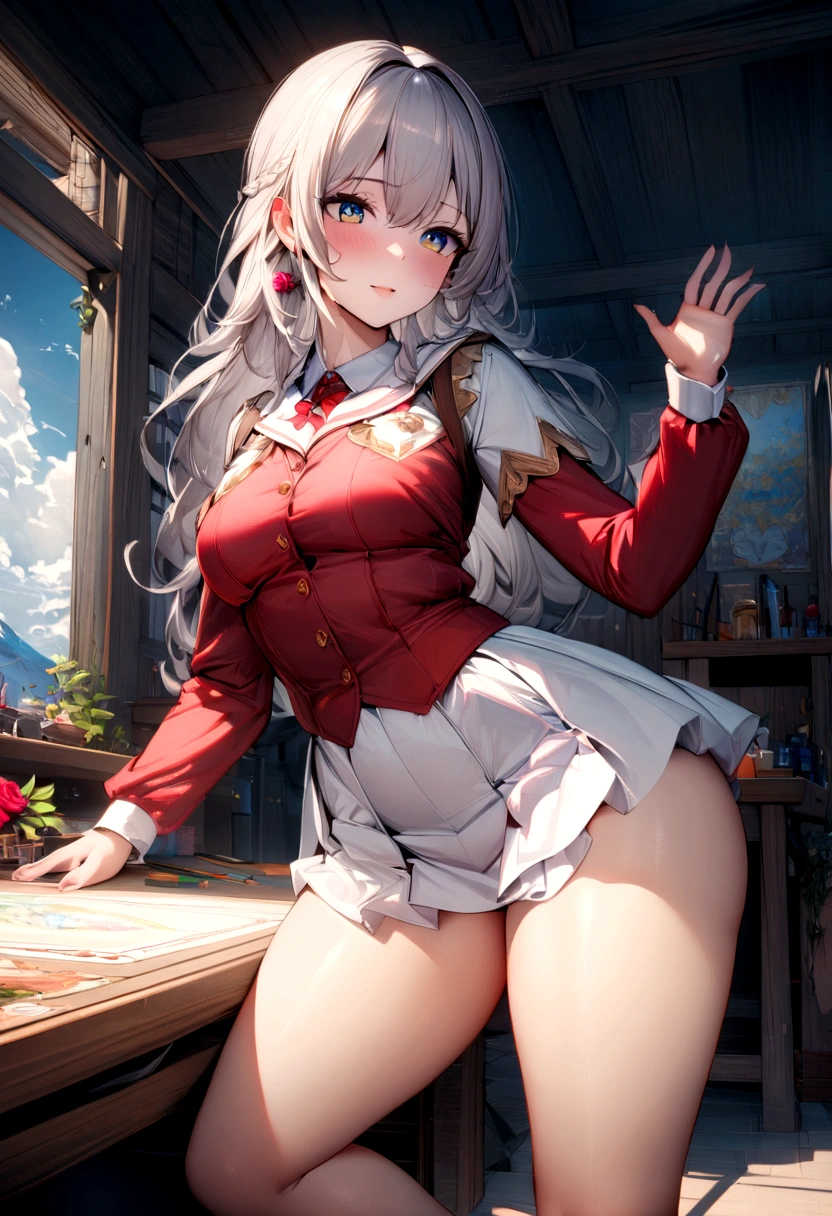 One girl, Cowboy Shot, Beautiful Wild Rose, School_Uniform volume clear, Highest quality, masterpiece, Intricate details, Tone Mapping, Sharp focus, Super detailed, Talked about at the art station, 4K,Full body