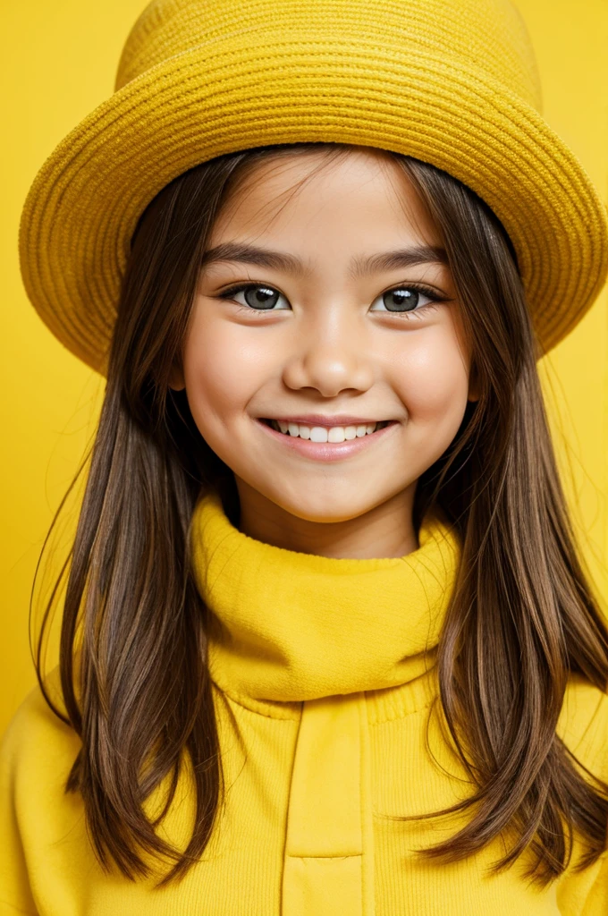 Eyes and mouth smiling and yellow background