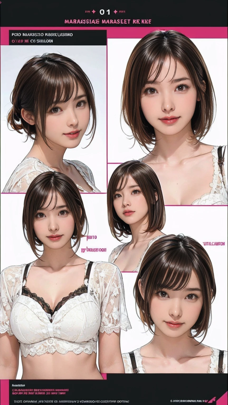 10:24:23
((masterpiece)),(((Highest quality))),((Reference Sheet, Character Design)), Highest quality,masterpiece,Ultra-high resolution,Original photo,Ultra-high resolution,Three beautiful women,Flashy makeup using red eyeshadow,Big smile,Sidewave shortcuts,Wearing gorgeous colorful lace bra and lace panties,