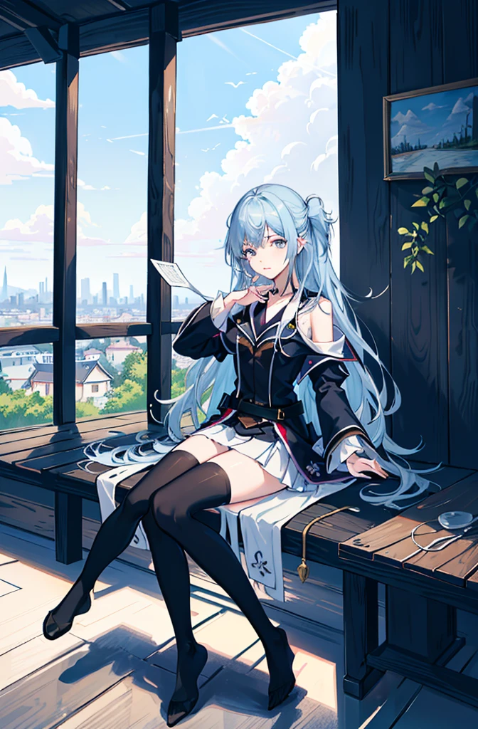 1girl,  solo, outdoors, long hair, holy place, Original,(Illustration:1.1),(Best Quality),(masutepiece:1.1),(the Extremely Detailed CG Unity 8K Wallpapers:1.1), (Colorful:0.9),(mid-shot:0.95),(extremely detailed beautiful face),(Solo:1.2), (girl),(((Lori))), (Detailed beautiful eyes:1.15), (Beautiful face:1.15), (Glowing blue eyes:1.25////),(((sky blue Long Hair))),(two side up),(+perfect hand+:1.21),(Draw illustration of Japan priestess costume),(slender),(White pleated skirt),(Gothic),((black thighhighs)),(frilld),(Beautiful Slender Lolita Girl),hallowween,standing, girl,,  girl,foggy place,vampire,sky blue hair,((full body,whole body)),((black thighhighs)),((black thighhighs)),((full body,whole body)),((full body,whole body)),((full body,whole body)),