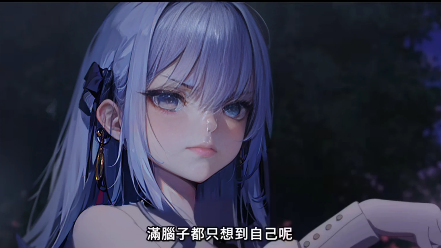 White hair，Expression of disdain，Disgusted expression，Frowning，Hanging eye corners