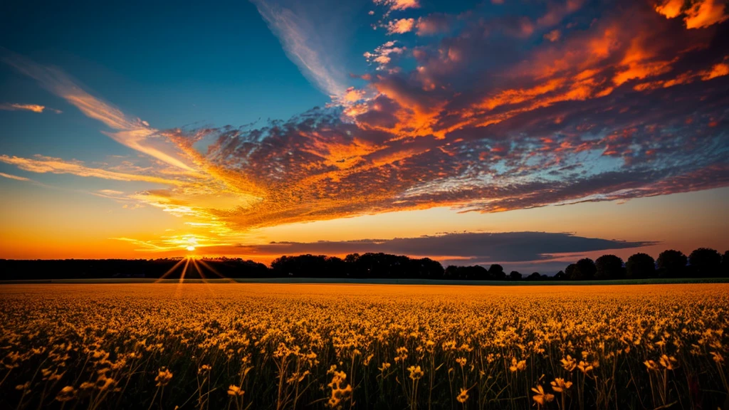 field on fire and sky on fire