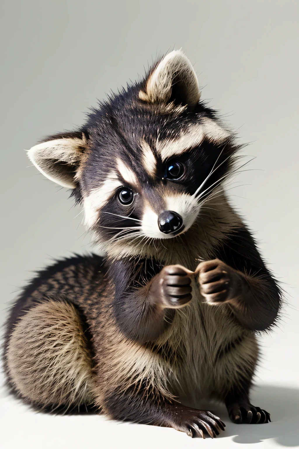 A raccoon giving a thumbs up isolated on white background