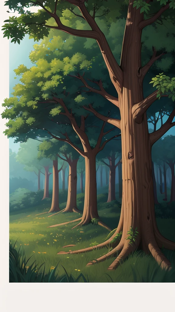 zoom in forest style digital illustration Cartoon backgroud closed forest