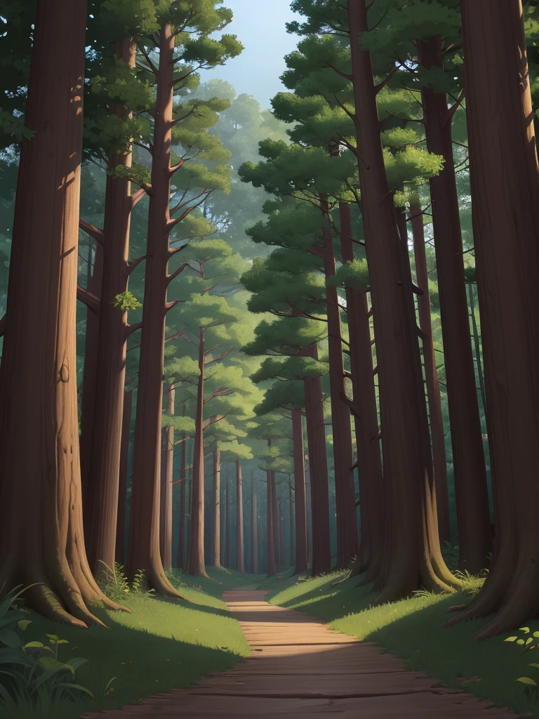 zoom in forest style digital illustration Cartoon backgroud closed forest