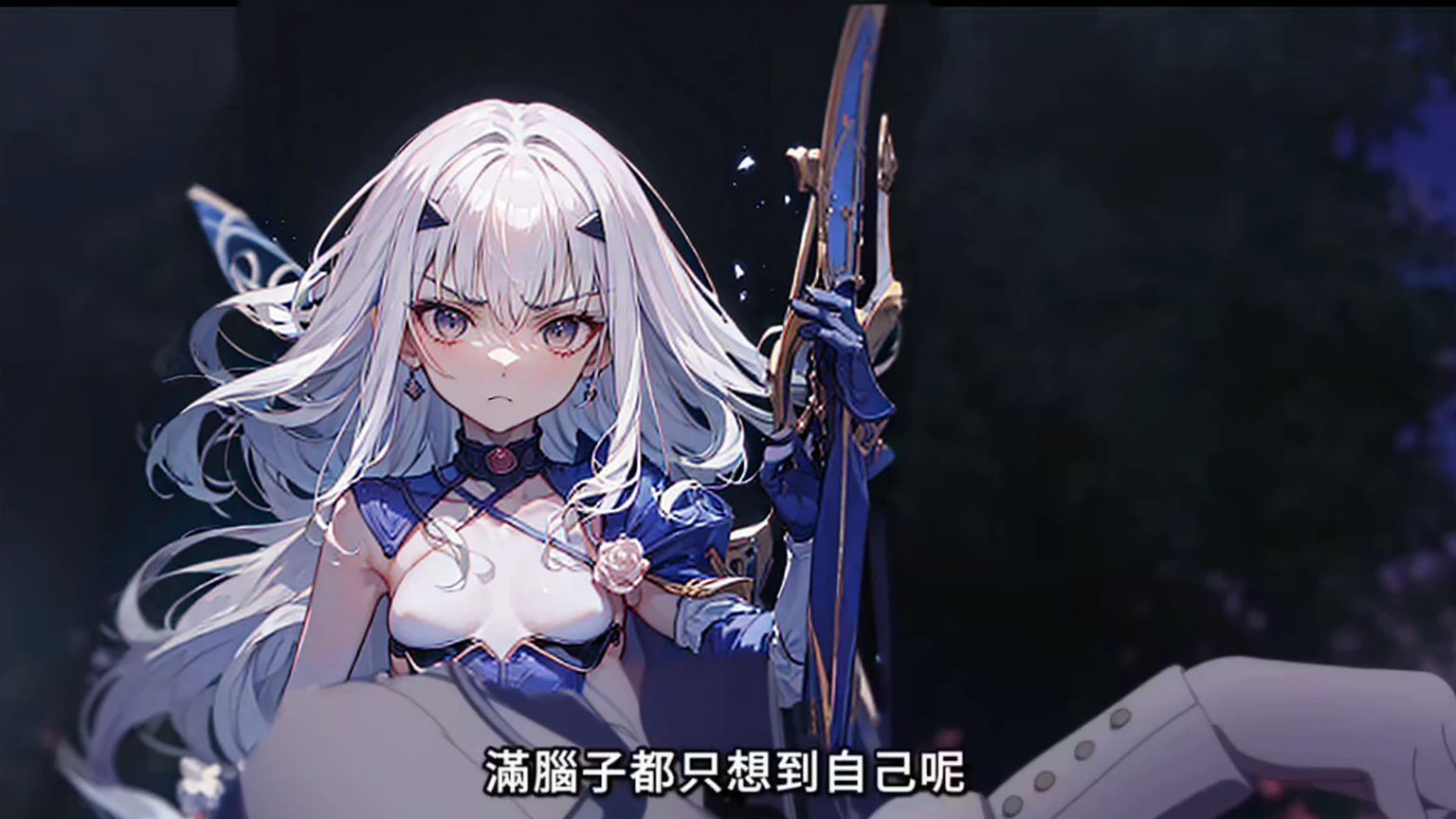 White hair,Expression of disdain,Disgusted expression,Frowning,Hanging eye corners,for that_lin_lancelot,for that_lin_lancelot,for that_lin_lancelot