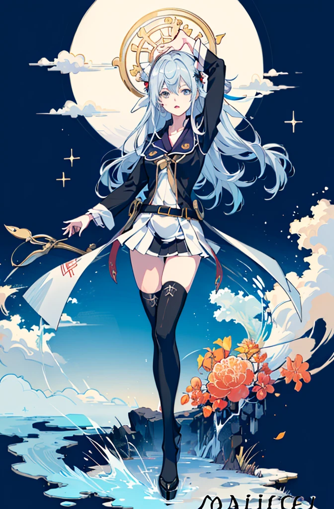 1girl, solo, outdoors, long hair, holy place, Original,(Illustration:1.1),(Best Quality),(masutepiece:1.1),(the Extremely Detailed CG Unity 8K Wallpapers:1.1), (Colorful:0.9),(mid-shot:0.95),(extremely detailed beautiful face),(Solo:1.2), (girl),(((Lori))), (Detailed beautiful eyes:1.15), (Beautiful face:1.15), (Glowing blue eyes:1.25////),(((sky blue Long Hair))),(two side up),(+perfect hand+:1.21),(Draw illustration of Japan priestess costume),(slender),(White pleated skirt),(Gothic),((black thighhighs)),(frilld),(Beautiful Slender Lolita Girl),hallowween,standing, girl,, girl,foggy place,vampire,sky blue hair,((full body,whole body)),((black thighhighs)),((black thighhighs)),((white japan priestess costume)),((white japan priestess costume)),((white japan priestess costume)),
