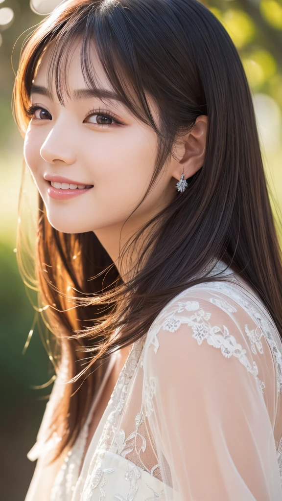 (Highest quality,High resolution,Super detailed),Portraiture,Beautiful Japanese Women,Beautiful attention to detail,Beautiful lip detail,Highly detailed face,Long eyelashes,A kind smile,Flowing, straight hair,Natural light,Vibrant colors