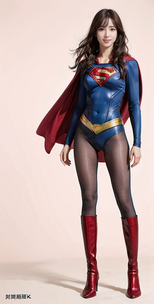 No background、(((Beautiful legs in black tights.)))、(((Legally express the beauty of your smile)))、((((Make the most of your original images)))、(((Supergirl Costume)))、(((Beautiful very short hair)))、(((suffering)))、(((Please wear black tights....、Wear red boots)))、((Best image quality、8K))、((Highest quality、8K、masterpiece:1.3))、(((Preserve background )))、Sharp focus:1.2、Beautiful woman with perfect figure:1.4、Slim Abs:1.2、Wet body:1.5、Highly detailed face and skin texture、8K