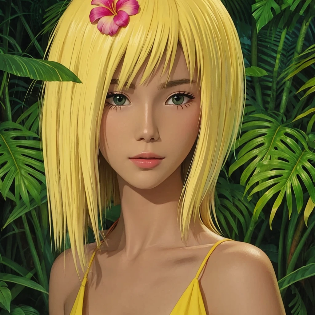 Tropical night summer Blonde gal