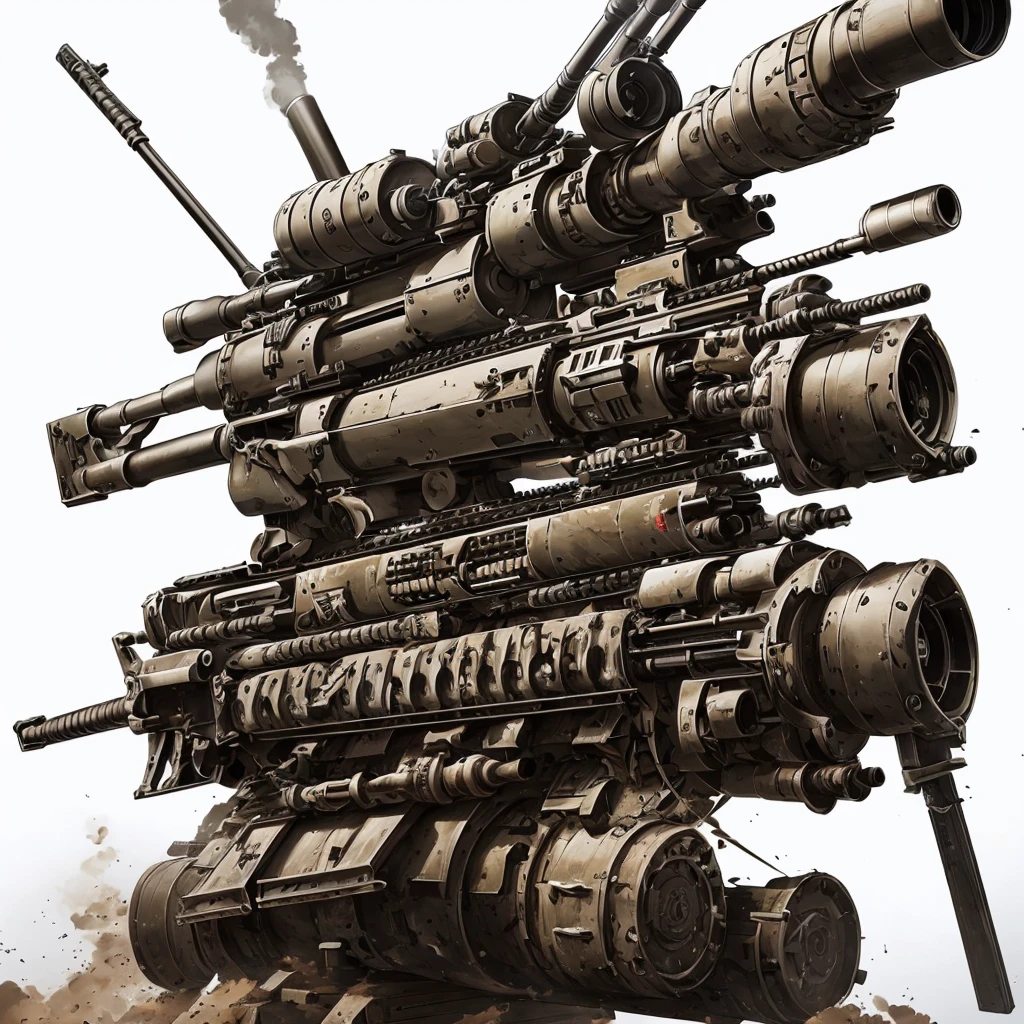 A machine gun facing sideways on a white background5There are about 1000 drawings.、Gatling Gun、Anime style machine gun、Game weapon design、Weapon Design、Gatling Gun、Balkan、Machine gun design、Weapon concept art、Anime style firearms、weapons