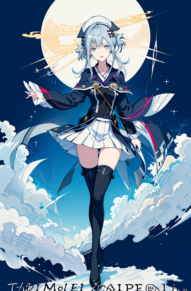 1girl, solo, outdoors, long hair, holy place, Original,(Illustration:1.1),(Best Quality),(masutepiece:1.1),(the Extremely Detailed CG Unity 8K Wallpapers:1.1), (Colorful:0.9),(mid-shot:0.95),(extremely detailed beautiful face),(Solo:1.2), (girl),(((Lori))), (Detailed beautiful eyes:1.15), (Beautiful face:1.15), (Glowing blue eyes:1.25////),(((sky blue Long Hair))),(two side up),(+perfect hand+:1.21),(Draw illustration of Japan priestess costume),(slender),(White pleated skirt),(Gothic),((black thighhighs)),(frilld),(Beautiful Slender Lolita Girl),hallowween,standing, girl,10 years old, girl,foggy place,vampire,sky blue hair,((full body,whole body)),((black thighhighs)),((black thighhighs)),((white japan priestess costume)),((white japan priestess costume)),((white japan priestess costume)),white clothes,