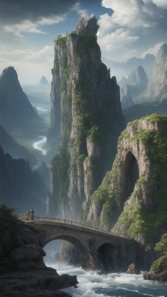 masterpiece, best quality, high quality, extremely detailed CG unity 8k wallpaper, scenery, outdoors, sky, cloud, day, no humans, mountain, landscape, water, tree, blue sky, waterfall, cliff, nature, lake, river, cloudy sky,award winning photography, Bokeh, Depth of Field, HDR, bloom, Chromatic Aberration ,Photorealistic,extremely detailed, trending on artstation, trending on CGsociety, Intricate, High Detail, dramatic, art by midjourney
