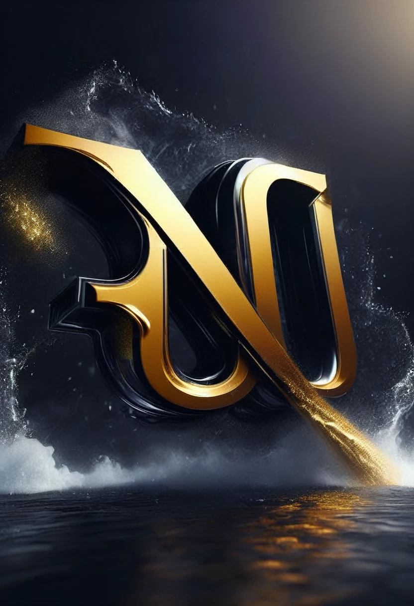 Create a logo with the letters "RS", WITH the colors black and gold, 3d.