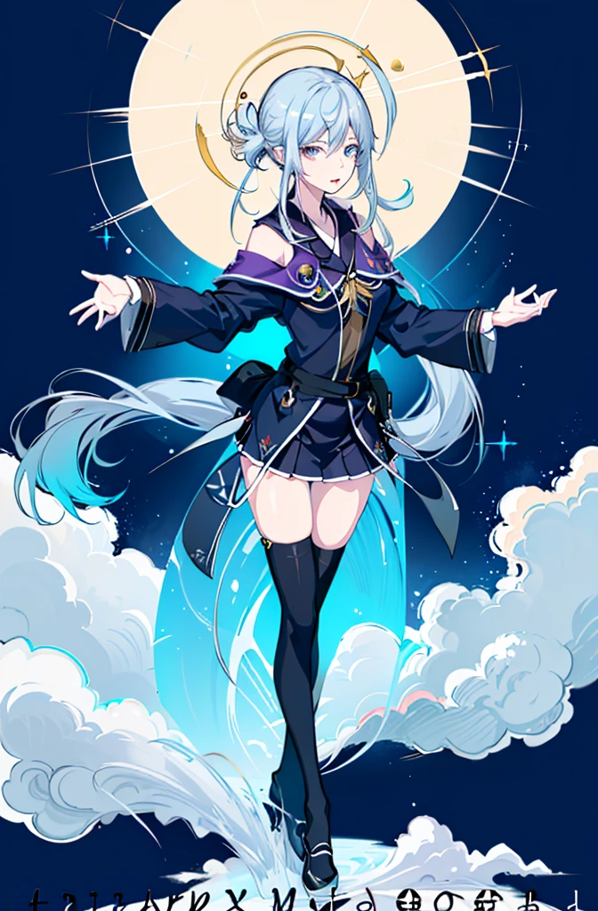 1girl, solo, outdoors, long hair, holy place, Original,(Illustration:1.1),(Best Quality),(masutepiece:1.1),(the Extremely Detailed CG Unity 8K Wallpapers:1.1), (Colorful:0.9),(mid-shot:0.95),(extremely detailed beautiful face),(Solo:1.2), (girl),(((Lori))), (Detailed beautiful eyes:1.15), (Beautiful face:1.15), (Glowing blue eyes:1.25////),(((sky blue Long Hair))),(two side up),(+perfect hand+:1.21),(Draw illustration of Japan priestess costume),(slender),(White pleated skirt),(Gothic),((black thighhighs)),(frilld),(Beautiful Slender Lolita Girl),hallowween,standing, girl,, girl,foggy place,vampire,sky blue hair,((full body,whole body)),((black thighhighs)),((black thighhighs)),((white japan priestess costume)),((white japan priestess costume)),((white japan priestess costume)),white clothes,