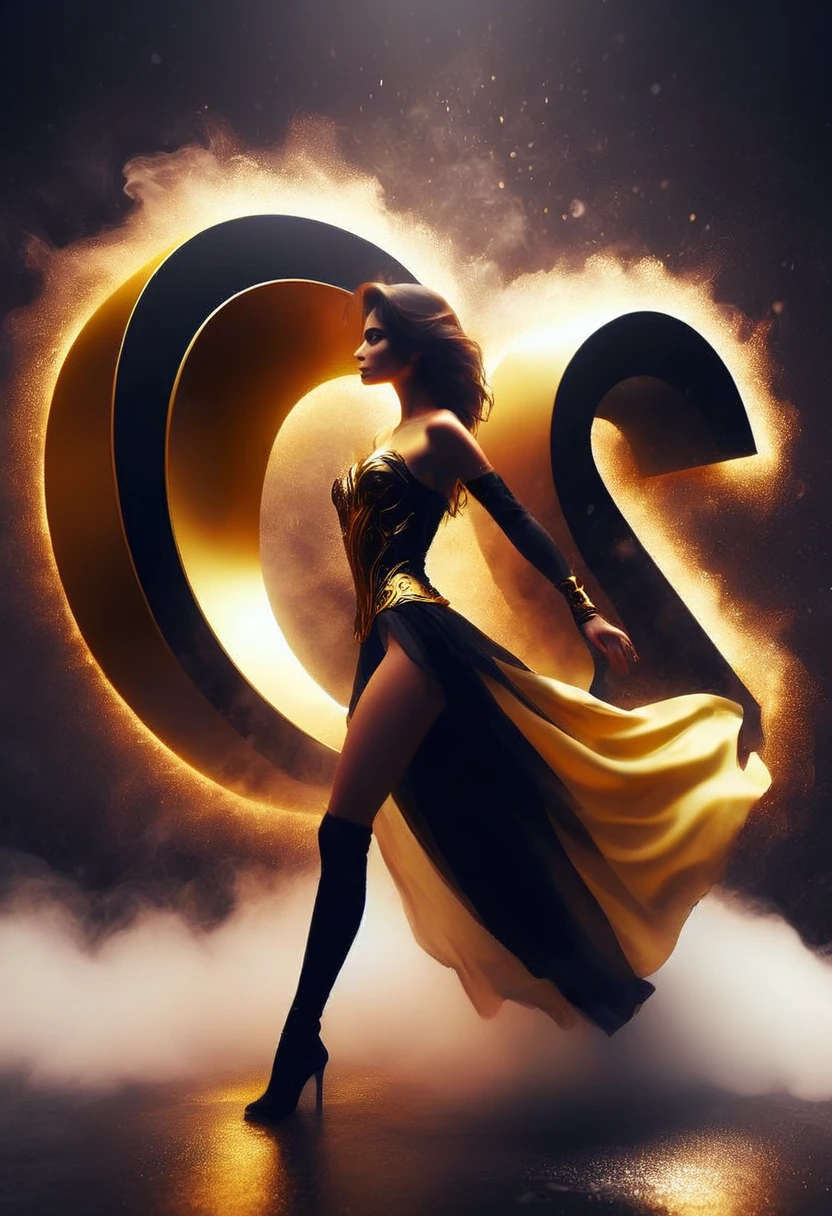 Create a logo with the letters "RS", WITH the colors black and gold, 3d.
