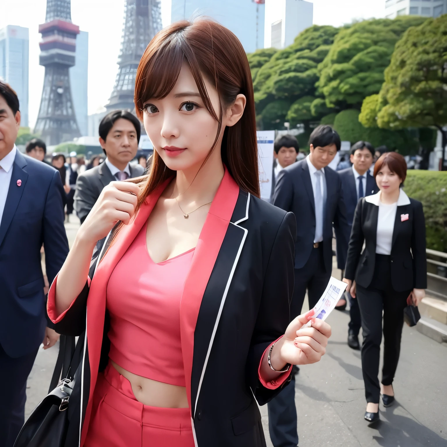 Asia　woman　politics　election　suit　cool　Tokyo Tower