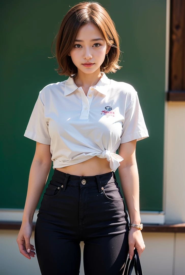 ((Are standing、Medium Short Hair、服の上からでもわかるBig Breasts、Both hands are in front of the navel、A photo showing pants through a short polo shirt、roll up one's shirt with one's hands、She is wearing a white polo shirt and luxurious white panties.、:1.4))、In the living room、Cream hair color、Her huge breasts are obvious even through her clothes....、Small earrings、Light brown hair color、:1.4))、Shiny Hair、Light beige hair color、Background Blur、Light brown hair、{{Cowgirl Shot}}、((Close-up shot from the waist up、Big Breasts:1.4))、Big Breasts、にっこりsmile、服からでも分かるBig Breasts、Cowboy Shot、素敵なsmile、((Revealing clothing))、Full body photo、ring、Tuck your hair behind one ear、Silver Necklace、smile、Caustics、Highly detailed photos、Big Breasts、Super no makeup、(8K、RAW Photos、Highest quality、masterpiece:1.2)、(Realistic、Realistic)、1 Girl、((Big Breastsショートヘア、Looking into the camera:1.4))、Hair blowing in the wind