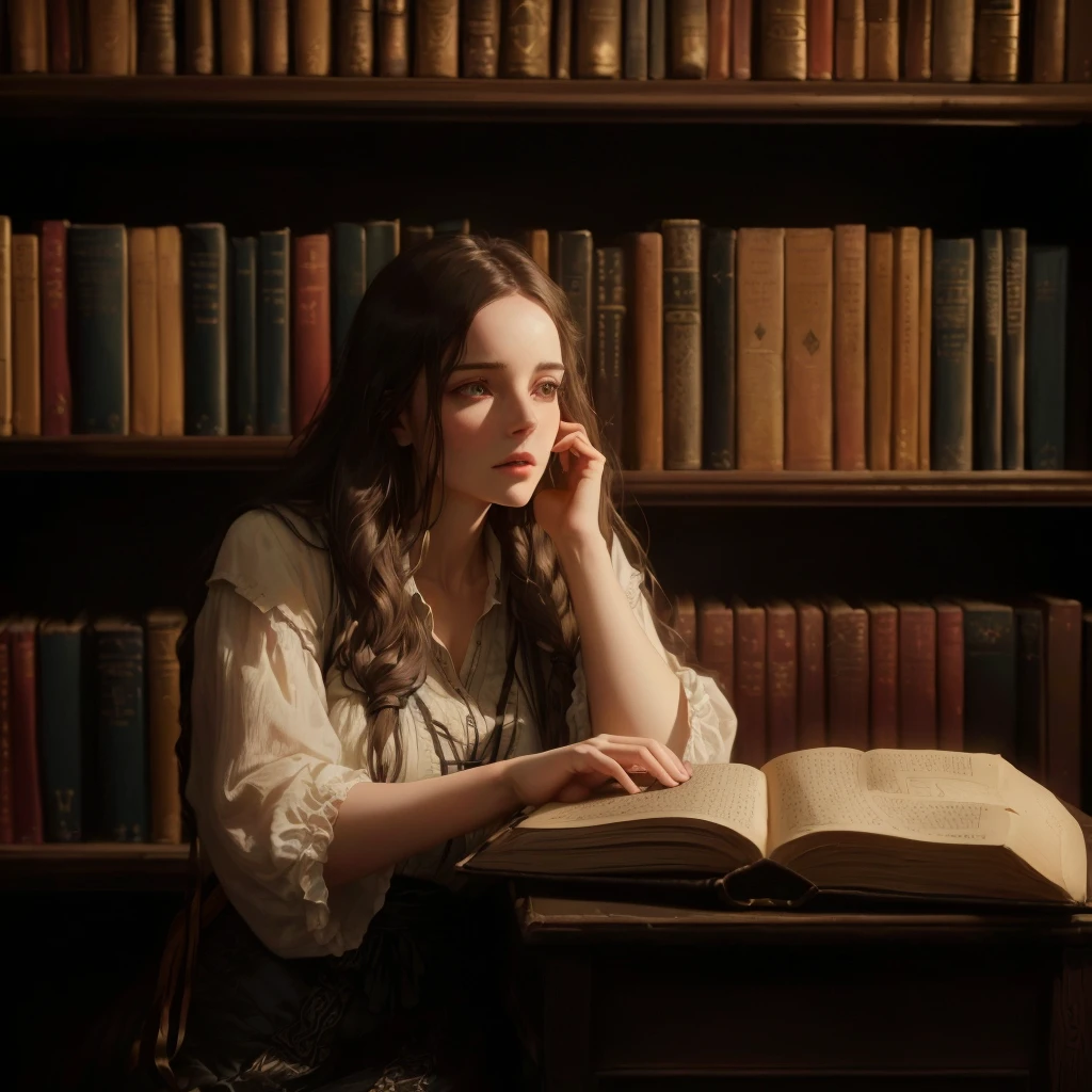 Describe the introduction to a dark fantasy story set in Dublin, centered on the life of Aisling O'Connor, an archivist who works in a century-old library. Aisling always felt out of place in the modern hustle and bustle of the city, finding solace only in the old stories he cataloged.
On a cold autumn morning, as the icy wind blew and golden leaves danced through the streets, Aisling finds an unusual book in the library. Bound in leather and with an antique lock, the book gives off an aroma of aged parchment when opened. although, something more intriguing surrounds her – a distant sound, almost imperceptible, like a lament in the distance.
Aisling feels a strange connection to the book's content, which talks about Banshees, spirits from Celtic mythology whose laments portend death. Words seem to have an energy of their own, resonating deep within her.
When leaving the library at night, Aisling notices that the lament has become clearer, emanating from the shadows in the streets. with a racing heart, she comes across a shadowy figure who calls her by name and reveals that she is the last of her lineage, the Heiress of Shadows, destined to carry on the legacy of the Banshees.
This revelation plunges Aisling into a hidden world of mystery and danger., where she must confront her family's past and forces that wish to extinguish her power. She discovers that the key to the future is often hidden in the shadows of the past