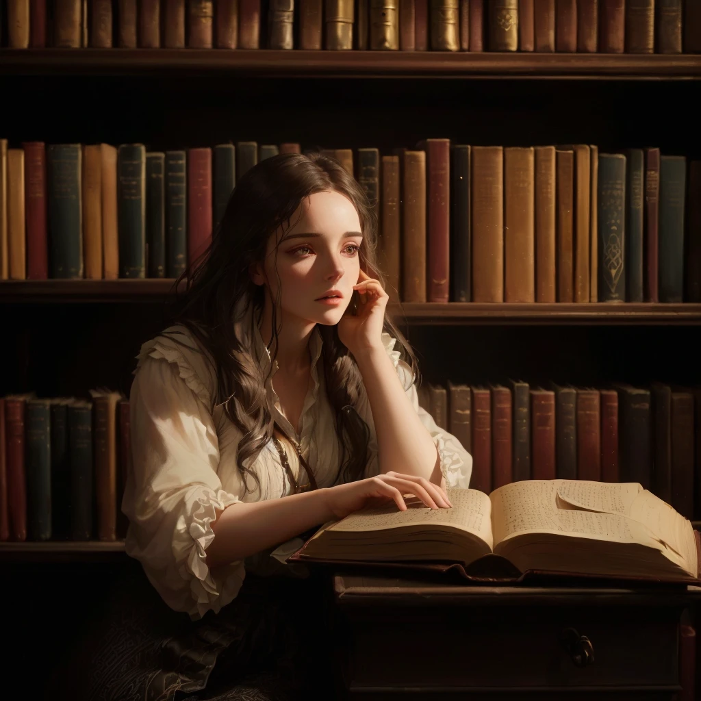 Describe the introduction to a dark fantasy story set in Dublin, centered on the life of Aisling O&#39;Connor, an archivist who works in a century-old library. Aisling always felt out of place in the modern hustle and bustle of the city, finding solace only in the old stories he cataloged.

On a cold autumn morning, as the icy wind blew and golden leaves danced through the streets, Aisling finds an unusual book in the library. Bound in leather and with an antique lock, the book gives off an aroma of aged parchment when opened. although, something more intriguing surrounds her – a distant sound, almost imperceptible, like a lament in the distance.

Aisling feels a strange connection to the book&#39;s content, which talks about Banshees, spirits from Celtic mythology whose laments portend death. Words seem to have an energy of their own, resonating deep within her.

When leaving the library at night, Aisling notices that the lament has become clearer, emanating from the shadows in the streets. with a racing heart, she comes across a shadowy figure who calls her by name and reveals that she is the last of her lineage, the Heiress of Shadows, destined to carry on the legacy of the Banshees.

This revelation plunges Aisling into a hidden world of mystery and danger., where she must confront her family&#39;s past and forces that wish to extinguish her power. She discovers that the key to the future is often hidden in the shadows of the past