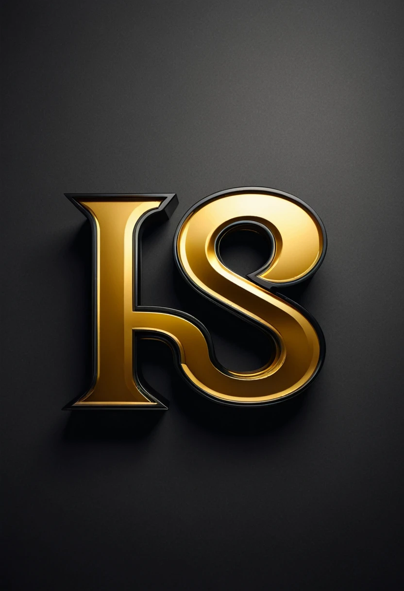 Create a logo with the letters "RS", WITH the colors black and gold, 3d.