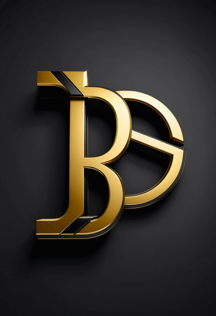 Create a logo with the letters "RS", WITH the colors black and gold, 3d.