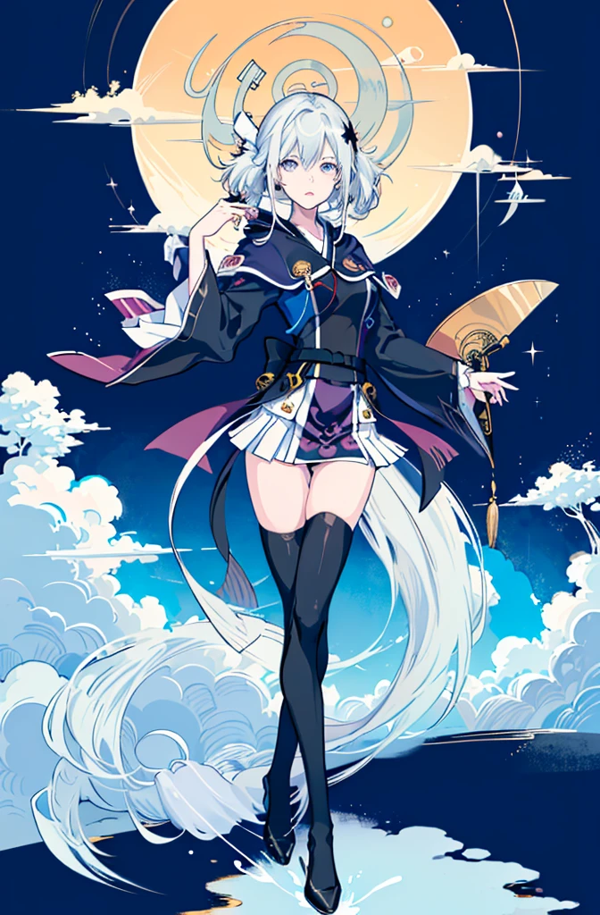 1girl,  solo, outdoors, long hair, holy place, Original,(Illustration:1.1),(Best Quality),(masutepiece:1.1),(the Extremely Detailed CG Unity 8K Wallpapers:1.1), (Colorful:0.9),(mid-shot:0.95),(extremely detailed beautiful face),(Solo:1.2), (girl),(((Lori))), (Detailed beautiful eyes:1.15), (Beautiful face:1.15), (Glowing blue eyes:1.25////),(((sky blue Long Hair))),(two side up),(+perfect hand+:1.21),(Draw illustration of Japan priestess costume),(slender),(White pleated skirt),(Gothic),((black thighhighs)),(frilld),(Beautiful Slender Lolita Girl),hallowween,standing, girl,10 years old,  girl,foggy place,vampire,sky blue hair,((full body,whole body)),((black thighhighs)),((black thighhighs)),((white japan priestess costume)),((white japan priestess costume)),((white japan priestess costume)),white clothes,