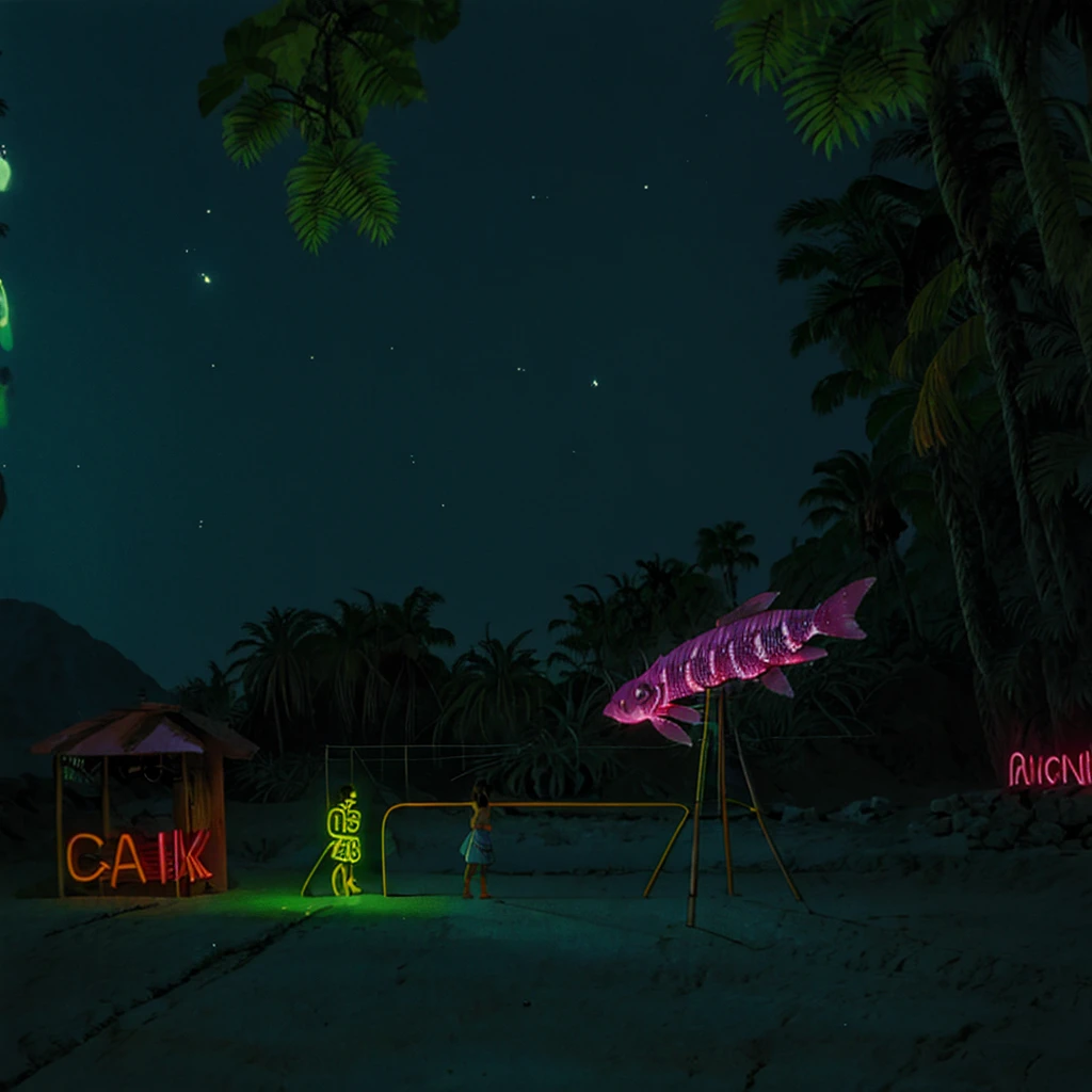 Tropical night　summer　Neon Light　busy