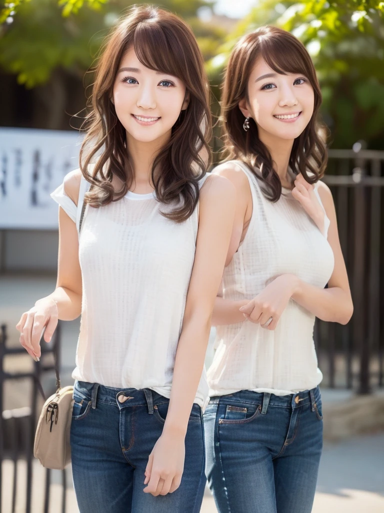 One beautiful model , Instagram (photoRealistic, High resolution:1.4), ((Puffy eyes)), View your audience, , whole body (8K, RAW Photos, Highest quality, masterpiece:1.2), (Realistic, photo-Realistic:1.37),(Sharp focus:1.2), Professional Lighting, Photon Mapping, Radio City, Physically Based Rendering, (Realistic skin:1.2),( ), View your audience, (Medium Hair:1.5),, Purple eyes, (Silver Hair:1.1),bangs, (Park Background:1.4), alone, Realistic,(masterpiece:1.4),(Highest quality:1.4),(Shiny skin),Stylish girl,Compensate,smile(skinny,Mouth closed,shy :1.3) , shoulder,Full Color:1.1),whole bodyショット,T-Shirts ,jeans,Medium Bust,Sexy pose , information