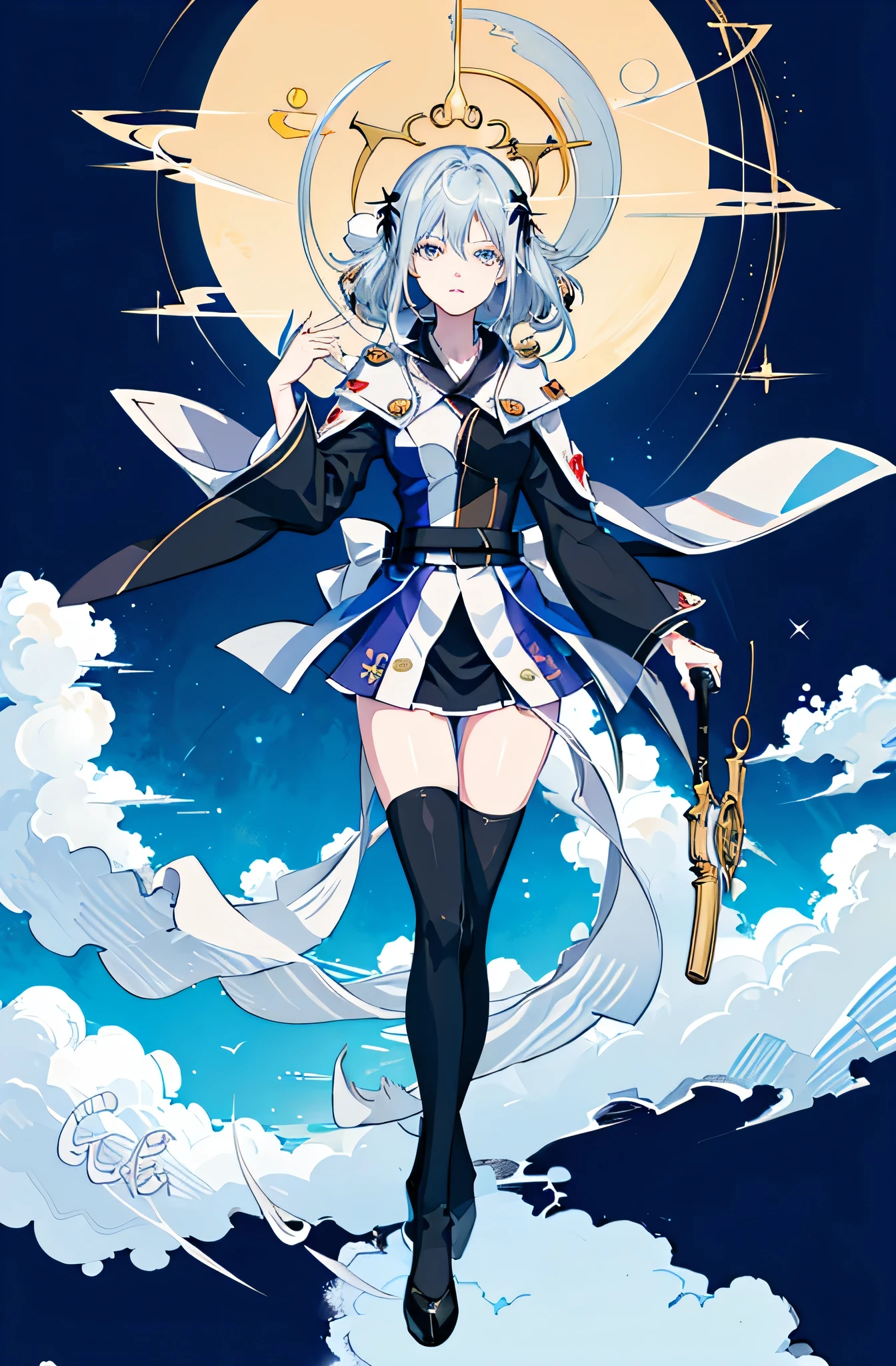 1girl, solo, outdoors, long hair, holy place, Original,(Illustration:1.1),(Best Quality),(masutepiece:1.1),(the Extremely Detailed CG Unity 8K Wallpapers:1.1), (Colorful:0.9),(mid-shot:0.95),(extremely detailed beautiful face),(Solo:1.2), (girl),(((Lori))), (Detailed beautiful eyes:1.15), (Beautiful face:1.15), (Glowing blue eyes:1.25////),(((sky blue Long Hair))),(two side up),(+perfect hand+:1.21),(Draw illustration of Japan priestess costume),(slender),(White pleated skirt),(Gothic),((black thighhighs)),(frilld),(Beautiful Slender Lolita Girl),hallowween,standing, girl,, girl,foggy place,vampire,sky blue hair,((full body,whole body)),((black thighhighs)),((black thighhighs)),((white japan priestess costume)),((white japan priestess costume)),((white japan priestess costume)),white clothes,