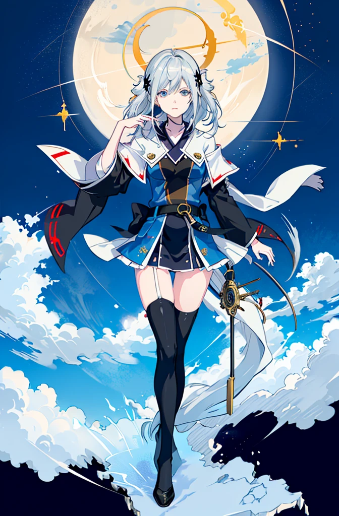 1girl,  solo, outdoors, long hair, holy place, Original,(Illustration:1.1),(Best Quality),(masutepiece:1.1),(the Extremely Detailed CG Unity 8K Wallpapers:1.1), (Colorful:0.9),(mid-shot:0.95),(extremely detailed beautiful face),(Solo:1.2), (girl),(((Lori))), (Detailed beautiful eyes:1.15), (Beautiful face:1.15), (Glowing blue eyes:1.25////),(((sky blue Long Hair))),(two side up),(+perfect hand+:1.21),(Draw illustration of Japan priestess costume),(slender),(White pleated skirt),(Gothic),((black thighhighs)),(frilld),(Beautiful Slender Lolita Girl),hallowween,standing, girl,10 years old,  girl,foggy place,vampire,sky blue hair,((full body,whole body)),((black thighhighs)),((black thighhighs)),((white japan priestess costume)),((white japan priestess costume)),((white japan priestess costume)),white clothes,