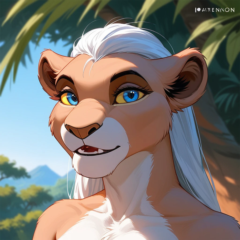 score_9,score_8_up,score_7_up, Nala from the lion king, Anthro, female lioness, blue eyes, yellow sclera,