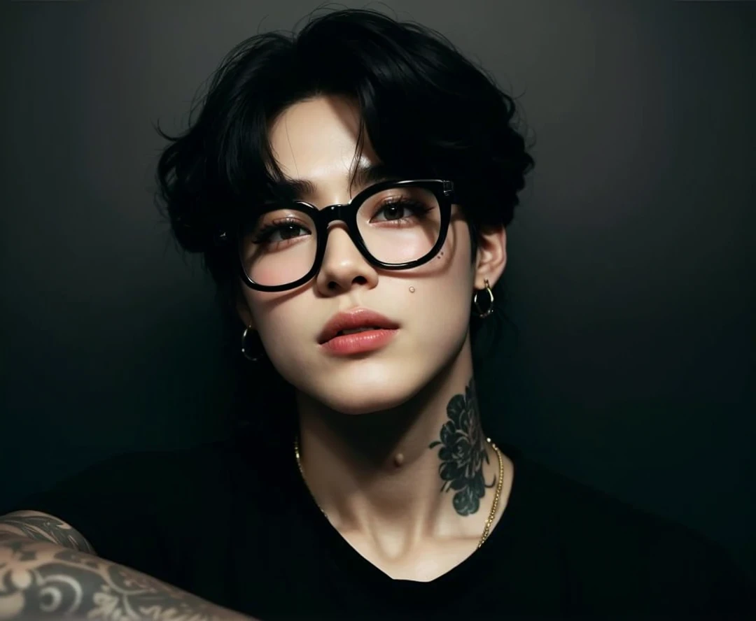 Best quality, masterpiece, ultra high res, (photorealistic:1.4), raw photo, 1boy, jewelry, (black hair:1.2), looking at viewer, cafe,realistic, closeup, sunlight, light from front, open mouth, BREAK, male look, yeonjun from txt
