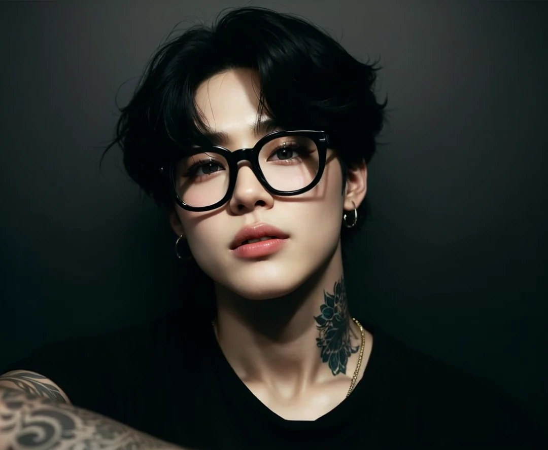 Best quality, masterpiece, ultra high res, (photorealistic:1.4), raw photo, 1boy, jewelry, (black hair:1.2), looking at viewer, cafe,realistic, closeup, sunlight, light from front, open mouth, BREAK, male look, yeonjun from txt