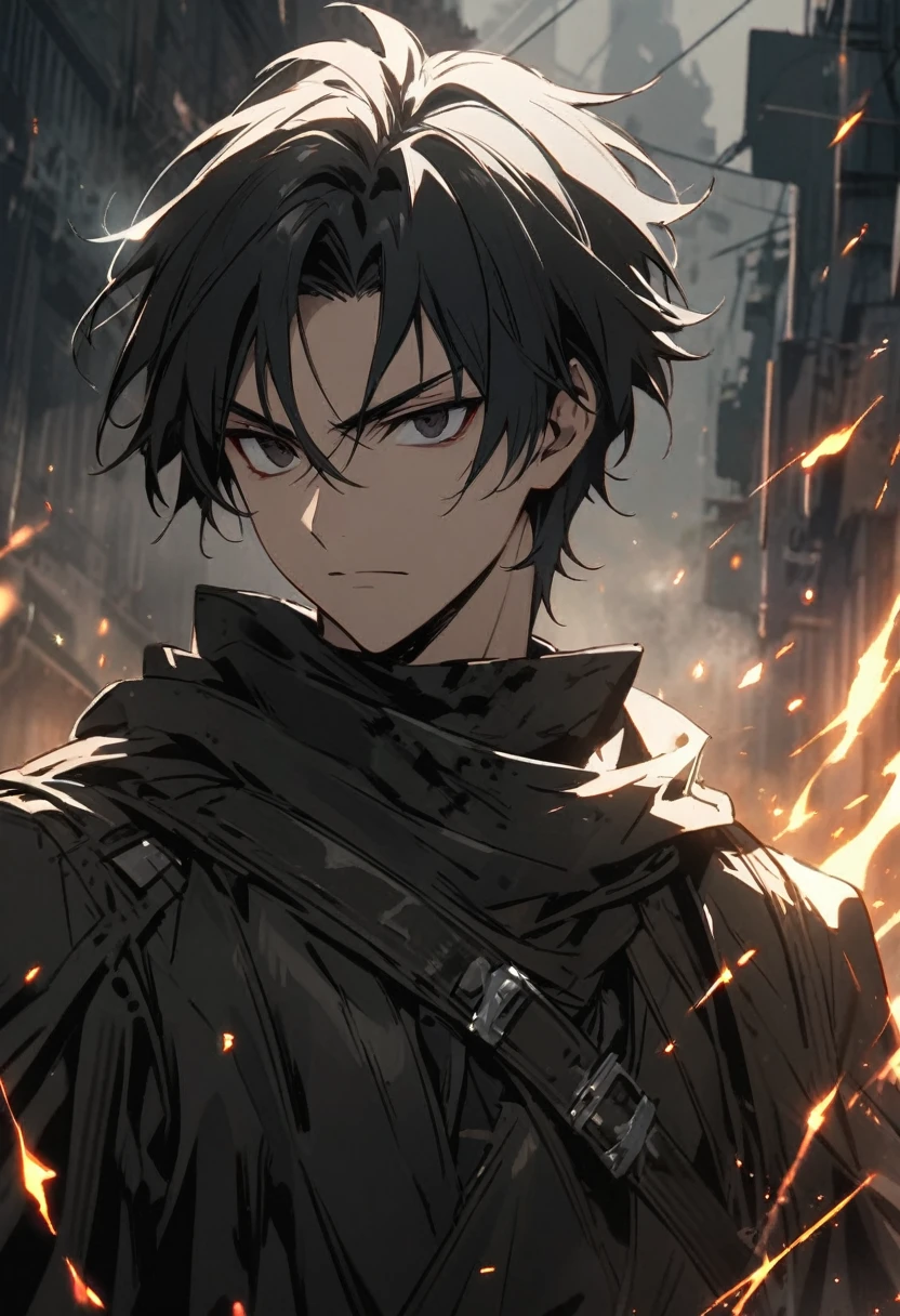 young man with black hair and dark eyes mercenary